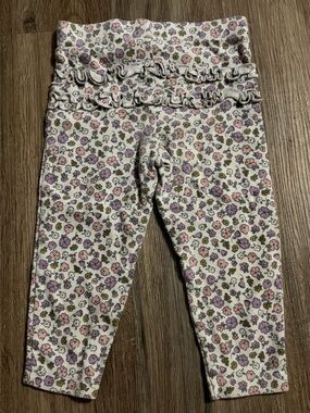Carter's - Floral Ruffle Waist Leggings with Pink & Purple Flowers - 18 Months